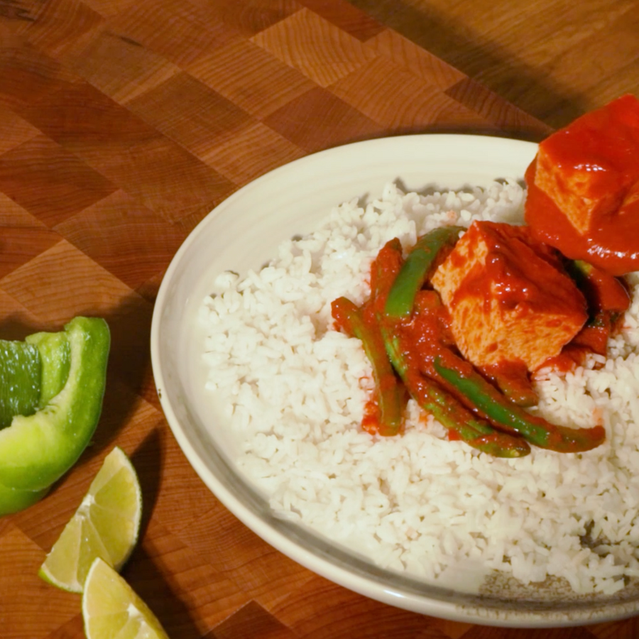 Red Curry with Tofu over Rice