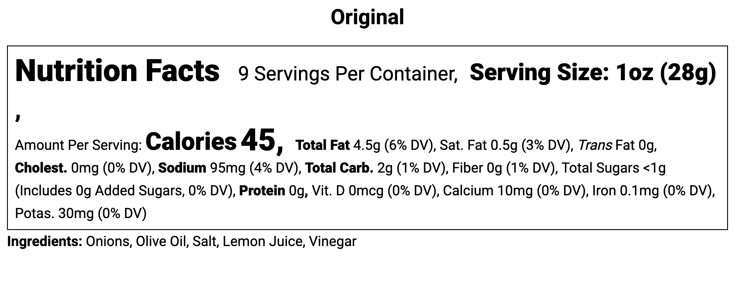 Nutritional facts
